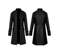 (Black, 3XL) Mens Frock Retro Steampunk Uniform Tailcoat Jacket Gothic Coat Vintage Jacket