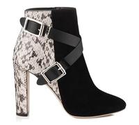 Black,4.5 UK,Fashion Colorblock Ankle Boots Pointed Toe Chunky Block Heels for Womens Cross Strap Buckle Booties Comfy Dress Evening Party Shoes