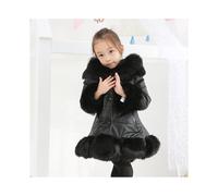 ( Black, 4-5 Years) Girls Kids Padded Quilted Winter Coat Jacket Fur Hooded Long Pu Leather Parka