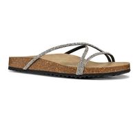 (Black, 4 (Adults')) Geox D BRIONIA R Polyester Women's Black/Silver Sandals