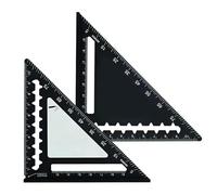 Black 4 Inch Mini Set Square, Portable Aluminum Alloy Measuring Tool with Laser Metric Scale, Wear-Resistant Precision Speed Square for Woodworking, Construction, Carpentry & DIY Projects (Black)