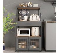 Black 4 Layer Storage Cabinet Versatile Larder Cupboard & Bar Station with Flip Door for Living Room & Camping Stylish Sideboard for Home nization