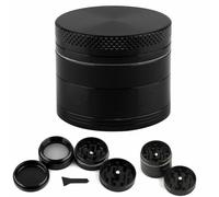 Black 4 Part 40 mm Herb Grinders, Grinder for Dry Herb Portable Zinc Alloy Metal Grinder,Black