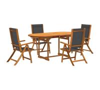 (black, 4 piece/oval) vidaXL Garden Dining Set 5 Piece Table & Chair Solid Wood Acacia and Textilene