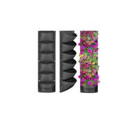 (Black, 4 pockets) Vertical Hanging Garden Planter Flower Pots Layout Waterproof Wall Mount Hanging Flower Pot Bag