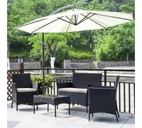 (Black) 4 Seater Rattan Garden Furniture Set With Table