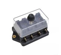 Black 4-Way ATO/ATC In-Line Fuse Box Holder with Transparent Waterproof Cover for Truck, Car, Boat, 12V/24V