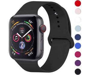 (Black, 40/38mm M/L) TECHGEAR Watch Band Compatible with Apple Watch 40mm / 38mm Soft Silicone Classic Sport Replacement Watch Band for Series: 8 7 6 5 4 3 2 1.
