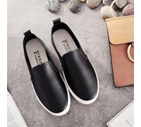 (black, 40) Spring and Autumn All-match White Shoes Female Korean Version of The Student Lazy Shoes Flat Leather Pedal Women's Shoes