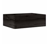 vidaXL - Black Solid Pine Wooden Box with Handles - 40x30x13 cm Rustic Storage for Home Office