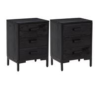 (black, 40 x 30 x 55 cm/ 2 pcs) vidaXL Solid Wood Pine Bedside Cabinets Bedroom Side Table Wooden Nightstand