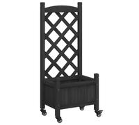 (black, 40 x 30 x 97.5 cm) vidaXL Planter with Trellis Raised Bed Garden Planter Brown Solid Wood Fir