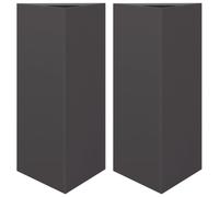 vidaXL Garden Planters - Black Steel Triangular Flower Pot Boxes for Outdoor Decor - 70cm Height