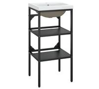 (black, 40 x 38 x 83 cm) vidaXL Bathroom Washbasin Frame & Built-in Basin Iron Black/White Multi Sizes