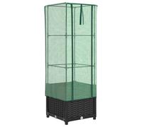 (black, 40 x 40 x 139 cm) vidaXL Raised Bed with Greenhouse Cover Plant Box Garden Planter Rattan Look