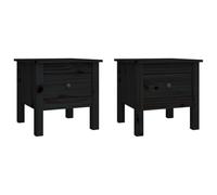 vidaXL Side Tables 2 Pcs Black 40x40x39 cm Solid Wood Pine, Black
