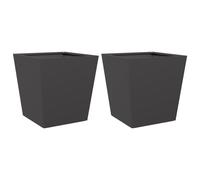 vidaXL Black Steel Garden Planters Box 2 pcs - Outdoor Flower Pot/Patio Planter, 40x40x40 cm