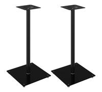 vidaXL Speaker Stands 2 Pcs Black Tempered Glass 1 Pillar Design