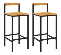 vidaXL Bar Stools 2 pcs Black Poly Rattan and Solid Wood Acacia, Black