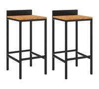 (black, 40 x 44 x 86 cm/ 2 pcs) vidaXL Bar Stools Pub Stool Bar Chair Grey Poly Rattan and Solid Wood Acacia
