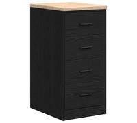 Garage Storage Cabinet Black 40x51x85cm Pinewood Worktop 4 Drawer HeavyDuty Unit