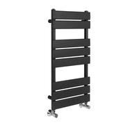 (Black, 400mm W x 800mm H) Richmond Heated Towel Rail Black / Brushed Brass Flat Panel Bathroom Towel Radiator
