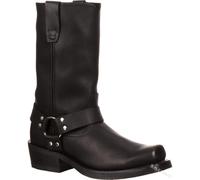 (BLACK, 43) Gringos Men's Calf Boots Biker Cowboy Western Pull On Tall Leather UK 6-12