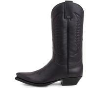 (BLACK, 43) Gringos Men's Pull On Boots Leather Cowboy Western Pointed Toe Biker UK 6-12