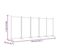 Vidaxl 5-Panel Room Divider Black 433X180 Cm Fabric Room Dividers
