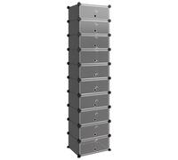 (black, 44 x 32 x 174 cm) vidaXL Shoe Rack PP Home Organiser Storage Shelf Black/Transparent Multi Sizes