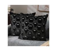 (Black, 45cm/18inch*45cm/18inch,2PCS) 2 pcs Halloween Ghost Decorative Pillow Covers, Four colors Soft Plush Faux Fur Farmhouse Throw Cushion Cases for Fall Autumn Holiday Hom...