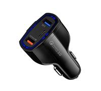 Black 48W Car Charger QC3.0 Dual USB and PD Type-C Fast Charging Cigarette Lighter Adapter Compatible with iPhone Galaxy iPad Tablets Smartphones and USB-C Devices
