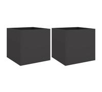 (black, 49 x 47 x 46 cm/ 2 pcs) vidaXL Planter Raised Garden Bed Plant Pot Flower Pot Grey Weathering Steel