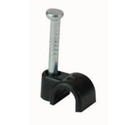 (Black, 4mm) Round Cable Clips - Sizes 3.5mm - 12mm - White / Black - Pack of 100