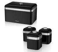 (Black) 4pc Swan Retro Kitchen Storage Set
