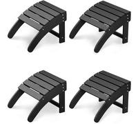 Black 4Pcs Hdpe Resin Adirondack Ottoman Backyard Footstools