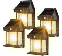 (Black-4pcs) Solar Tungsten Wall Sconce Outdoor, 2023 New Wireless Dusk To Dawn Motion Sensor Led Wall Sconce, Ip65 Waterproof Solar Security Light, Patio Exterior