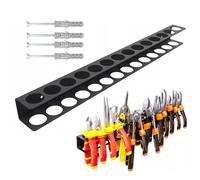 Black 4x4.5x40 Cm Steel Screwdrivers Pliers Wall Rack Garage Screw Driver Mount Plier Hanger Wall Mount 14-Slot Screwdriver Rack For Large Tool Collection Compact Tools Organizer For Garage Workshop