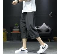 (black, 4XL) Men's 2024 Trendy Quick-Dry Beach Pants - Large Size, Straight, Seven-Point Length