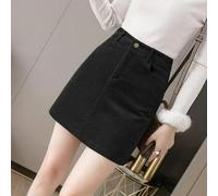 (black, 4XL) Women's High Waist Brown Corduroy A-Line Skirt - 2023 Autumn/Winter Collection