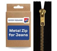 Black 5" / 12.5cm Jeans Zip - Metal Tooth Replacement for Denim | Brass teeth, polyester tape, ideal for trousers, purses, bags, pouches & jackets, easy to sew, smooth slider