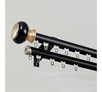 Black 5.2Ft Roman Curtain Track with Silent Rollers & Hidden Brackets - Wall Mount Drapery Rail for Living Room or Bedroom - Double Design 160Cm Length