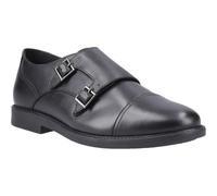 Hush Puppies Tim Monk Leather Youth Boy's Black Shoes UK 5