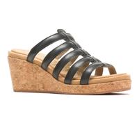 Hush Puppies Women's Willow Slide Heeled Sandals - Black Leather/Textile - UK 5