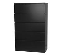 (Black) 5 Drawer Wooden Bedroom Chest Cabinet No Handles