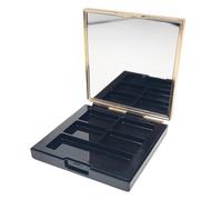 Black 5 Grids Empty Eyeshadow Palette with Gold Frame Mirror Lipstick Box Powder Blush Makeup Case Highlighters Container DIY Refillable Eye Shadow Pans