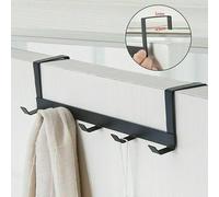 (Black) 5 Hooks Over The Door Hanger Hook Storage Holder Towel Clothes Hanging Rack