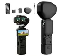 [Black - 5-in-1 Kit] Protective Silicone Case for DJI Pocket 4 Pro, Hollowed-Out Cooling Gimbal Guard Cover Accessories with Screen Protector Cap, Lens Cover & Lanyard