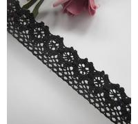 Black 5 Meters Cotton Crochet Lace Edge Trim Ribbon 2.5 cm Width Edging Trimmings Fabric Vintage Embroidered Applique Sewing Craft Wedding Dress Embellishment DIY Cards Decor Clothes Hats Embroidery