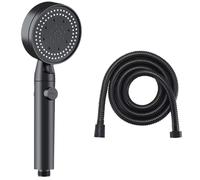 Black 5 Mode Adjustable High Pressure Shower Head Water Saving with One-Key Stop Holder Hose Bathroom Accessories(Shower Head-Hose)